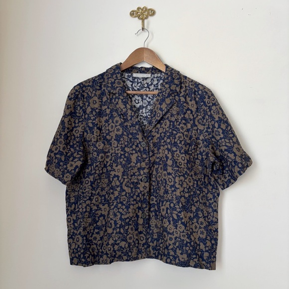 Everlane Tops - Everlane The Linen Workwear Shirt Medium Midnight Floral